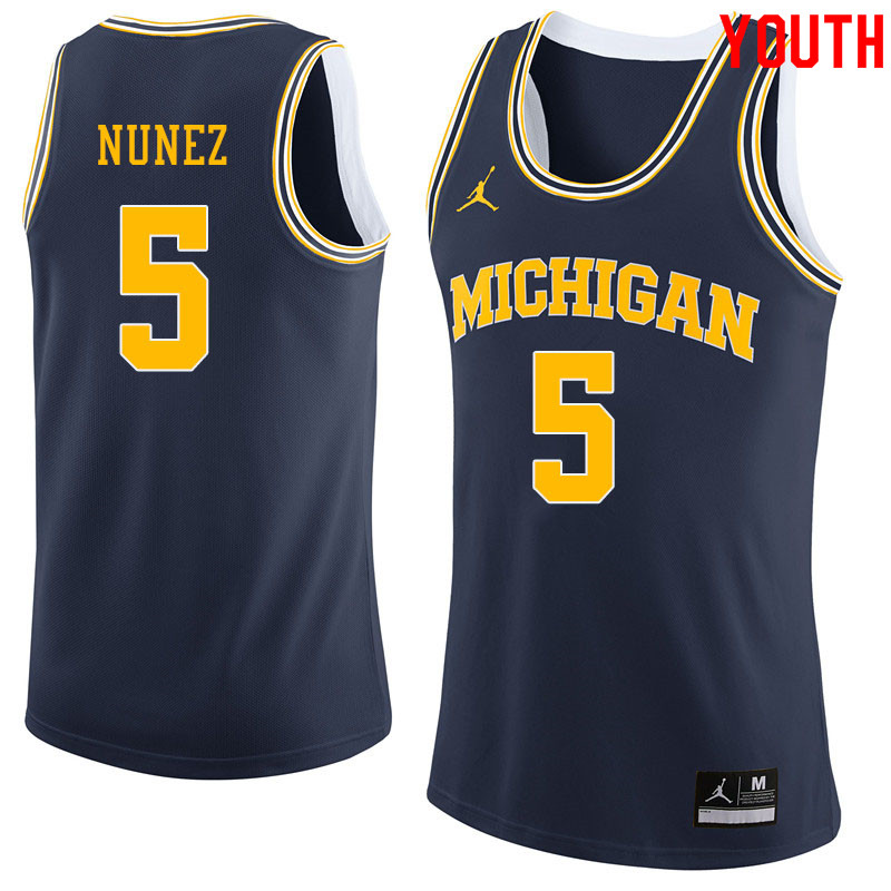 Jordan Brand Youth #5 Adrien Nunez Michigan Wolverines College Basketball Jerseys Sale-Navy - Click Image to Close